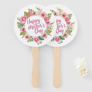 Elegant Happy Mother's Day Floral Hand Fan