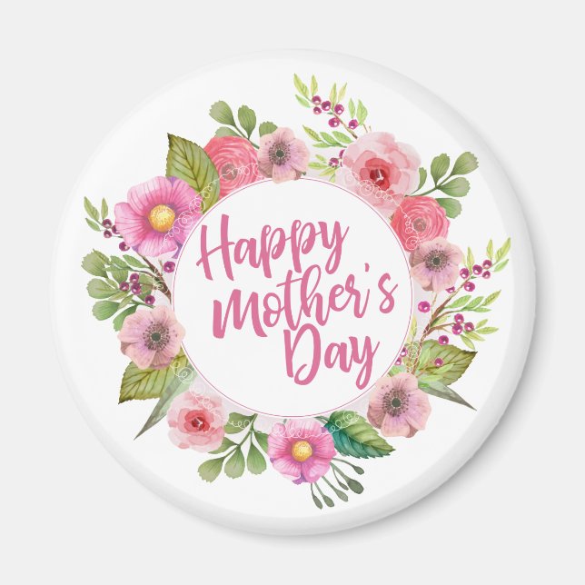 Elegant Happy Mother's Day Floral | Magnet (Front)