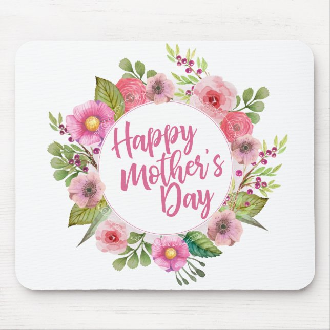 Elegant Happy Mother's Day Floral | Mousepad (Front)