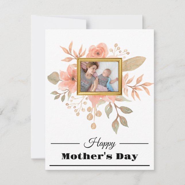 Elegant Happy Mothers Day Floral  Note Card (Front)