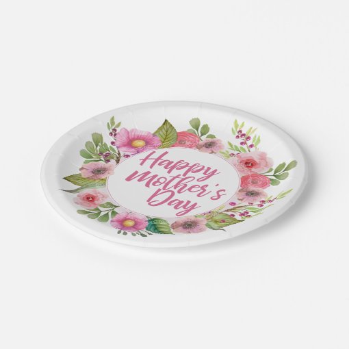 Elegant Happy Mothers Day Floral Paper Plate Zazzle