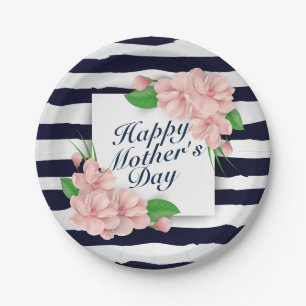 Elegant Happy Mother's Day Floral Paper Plate