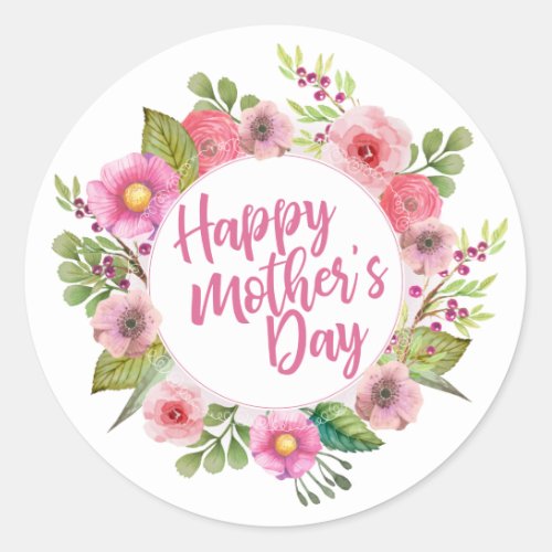 Elegant Happy Mothers Day Floral  Sticker