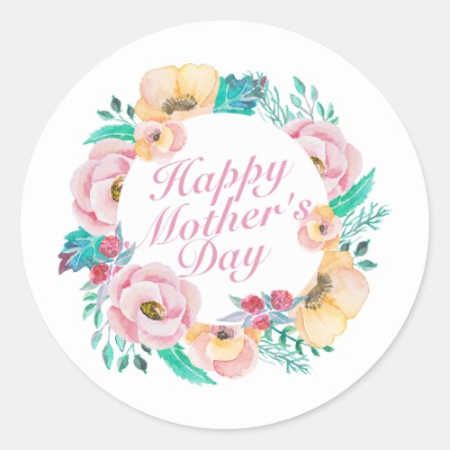 Elegant Happy Mothers Day Floral  Sticker Seal