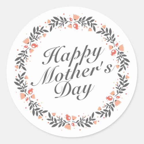 Elegant Happy Mothers Day Floral Sticker Seal