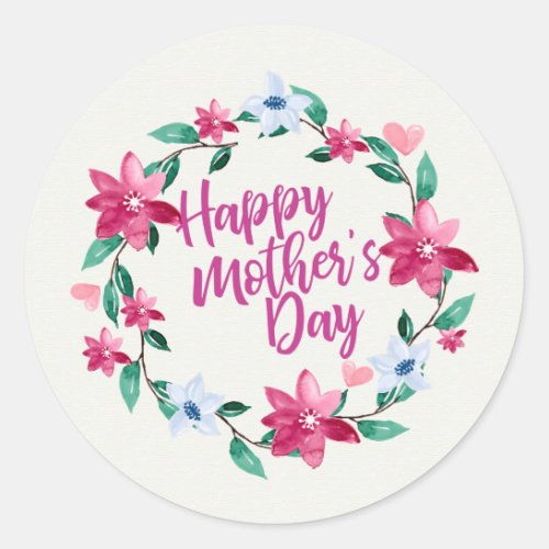 Elegant Happy Mothers Day Floral  Sticker Seal