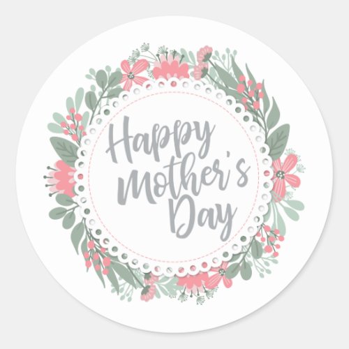 Elegant Happy Mothers Day Floral  Sticker Seal