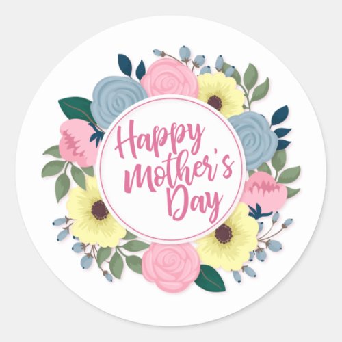 Elegant Happy Mothers Day Floral  Sticker Seal