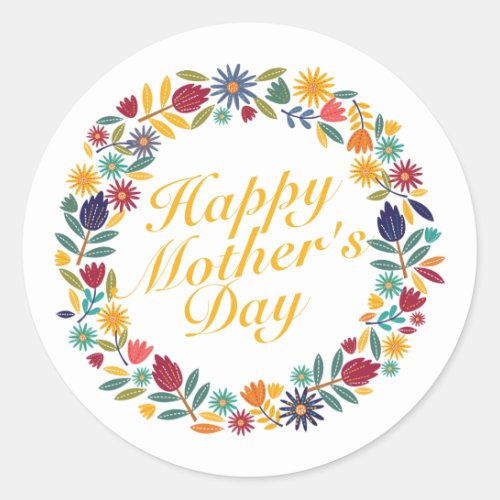 Elegant Happy Mothers Day Floral  Sticker Seal