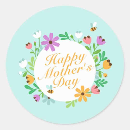 Elegant Happy Mothers Day Floral  Sticker Seal