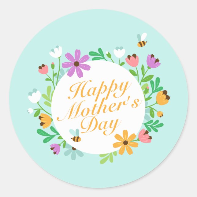 Elegant Happy Mother's Day Floral | Sticker Seal (Front)