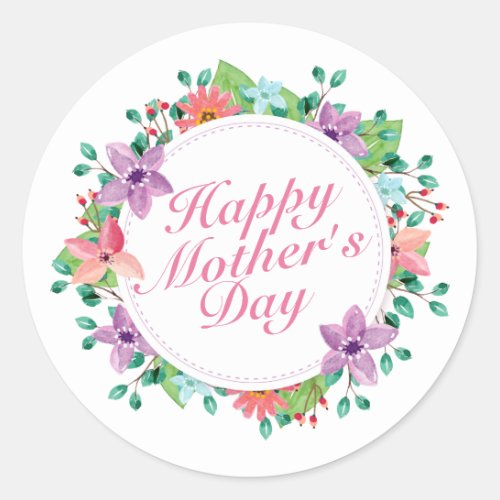 Elegant Happy Mothers Day Floral  Sticker Seal