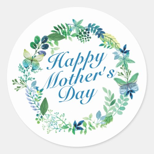 Elegant Happy Mothers Day Floral Sticker Seal