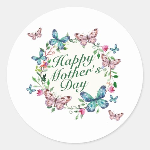 Elegant Happy Mothers Day Floral Sticker Seal