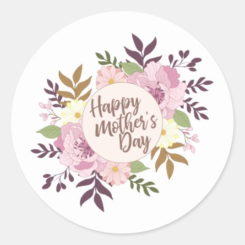 Elegant Happy Mothers Day Floral  Sticker Seal