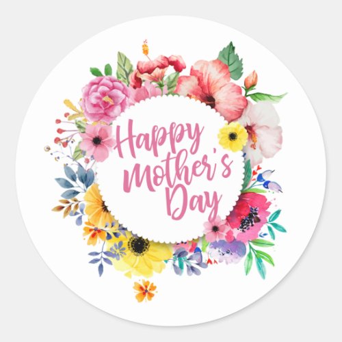 Elegant Happy Mothers Day Floral  Sticker Seal