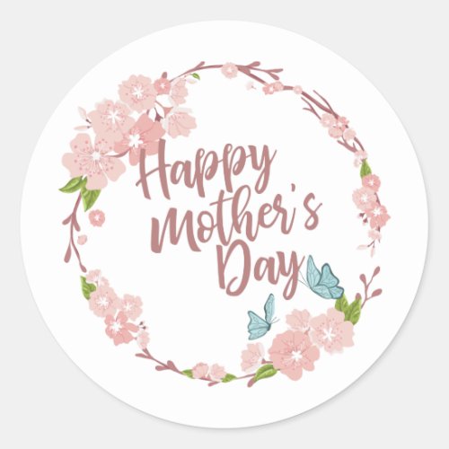 Elegant Happy Mothers Day Floral  Sticker Seal