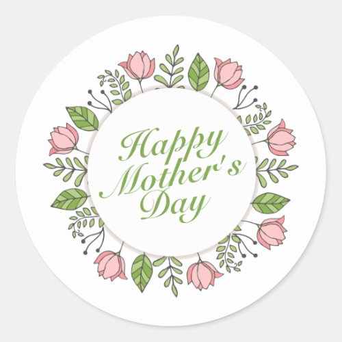 Elegant Happy Mothers Day Floral  Sticker Seal