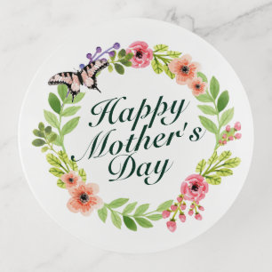 Elegant Happy Mother's Day Floral Trinket Tray