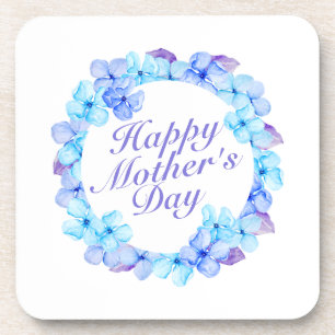Elegant Happy Mother's Day Floral Wreath   Coaster