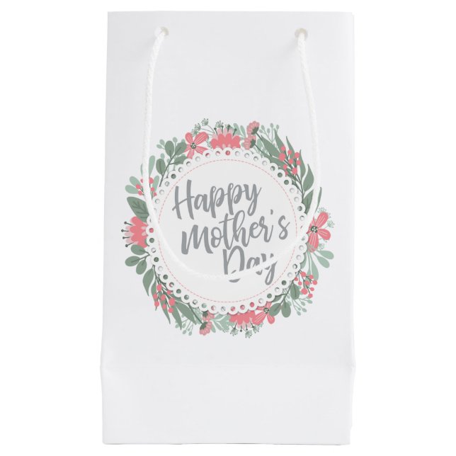 Elegant Happy Mother's Day Floral Wreath Gift Bag (Front)