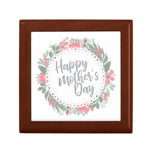 Elegant Happy Mother's Day Floral Wreath Gift Box (Front)