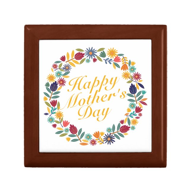 Elegant Happy Mother's Day Floral Wreath Gift Box (Front)