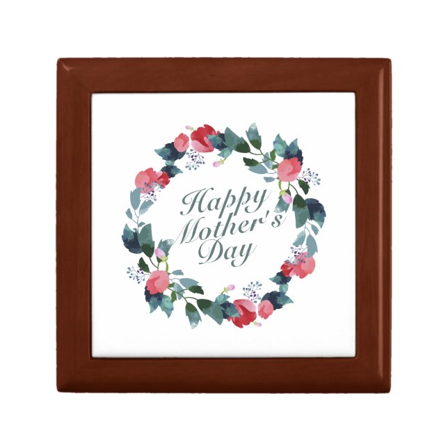 Elegant Happy Mother's Day Floral Wreath Gift Box (Front)