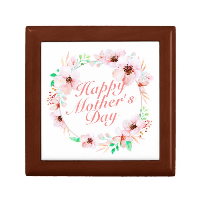 Elegant Happy Mother's Day Floral Wreath Gift Box (Front)