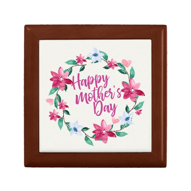 Elegant Happy Mother's Day Floral Wreath Gift Box (Front)