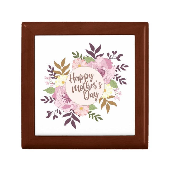 Elegant Happy Mother's Day Floral Wreath Gift Box (Front)