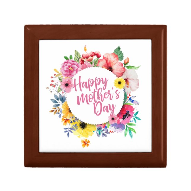 Elegant Happy Mother's Day Floral Wreath Gift Box (Front)