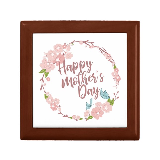 Elegant Happy Mother's Day Floral Wreath Gift Box (Front)
