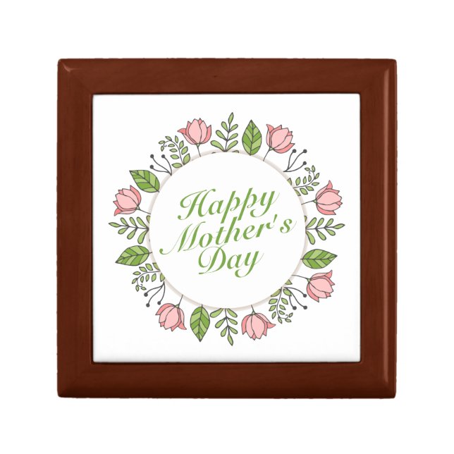 Elegant Happy Mother's Day Floral Wreath Gift Box (Front)