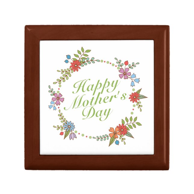 Elegant Happy Mother's Day Floral Wreath Gift Box (Front)