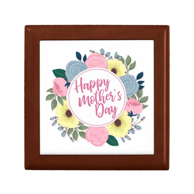 Elegant Happy Mother's Day Floral Wreath Gift Box (Front)