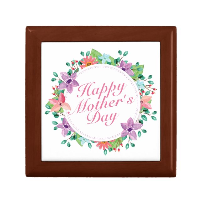 Elegant Happy Mother's Day Floral Wreath Gift Box (Front)