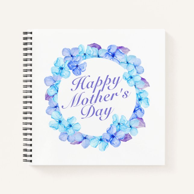 Elegant Happy Mother's Day Floral Wreath Guestbook Notebook (Front)