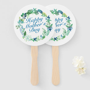 Elegant Happy Mother's Day Floral Wreath Hand Fan