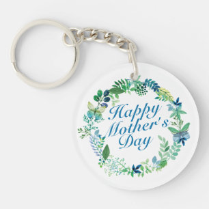 Elegant Happy Mother's Day Floral Wreath Keychain