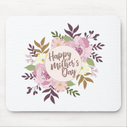 Elegant Happy Mother&#39;s Day Floral Wreath Mousepad