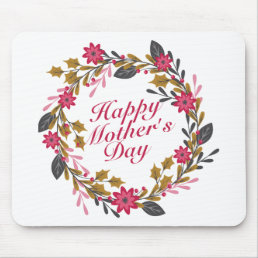 Elegant Happy Mother&#39;s Day Floral Wreath Mousepad