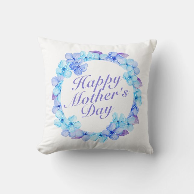 Elegant Happy Mother's Day Floral Wreath | Pillow (Front)
