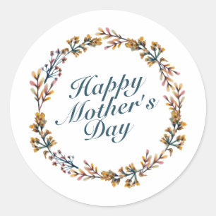 Elegant Happy Mother's Day Floral Wreath Sticker