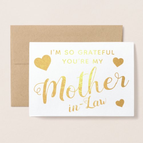 Elegant Happy Mothers Day for Mother_in_Law Gold Foil Card