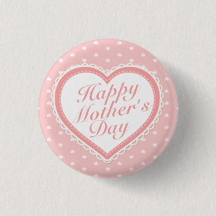 Elegant Happy Mother's Day Pink Hearts Button