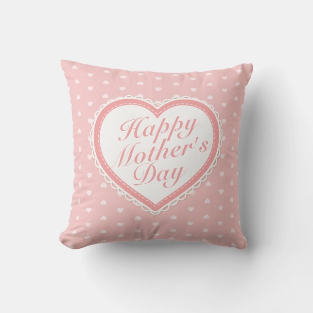 Elegant Happy Mother's Day Pink Hearts | Pillow (Front)