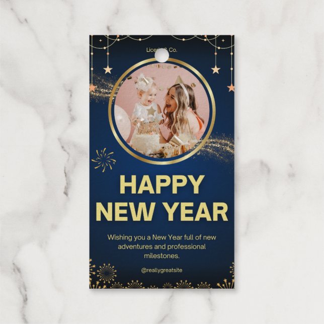 Elegant Happy New Year 2025 Gift Tag  (Back)
