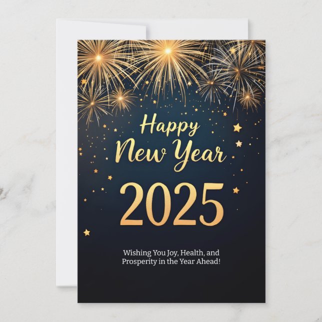 Elegant Happy New Year 2025 Holiday Card (Front)