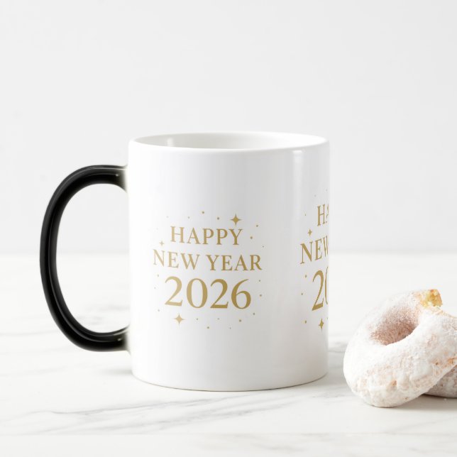 Elegant Happy New Year 2026 Coffee Mug (With Donut)